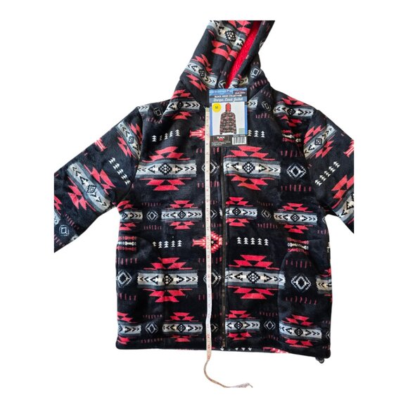 Silk Touch Zipped Sherpa Lined Jacket with Hoodie & Side Pockets - Adult-UNISEX - Picture 10 of 16